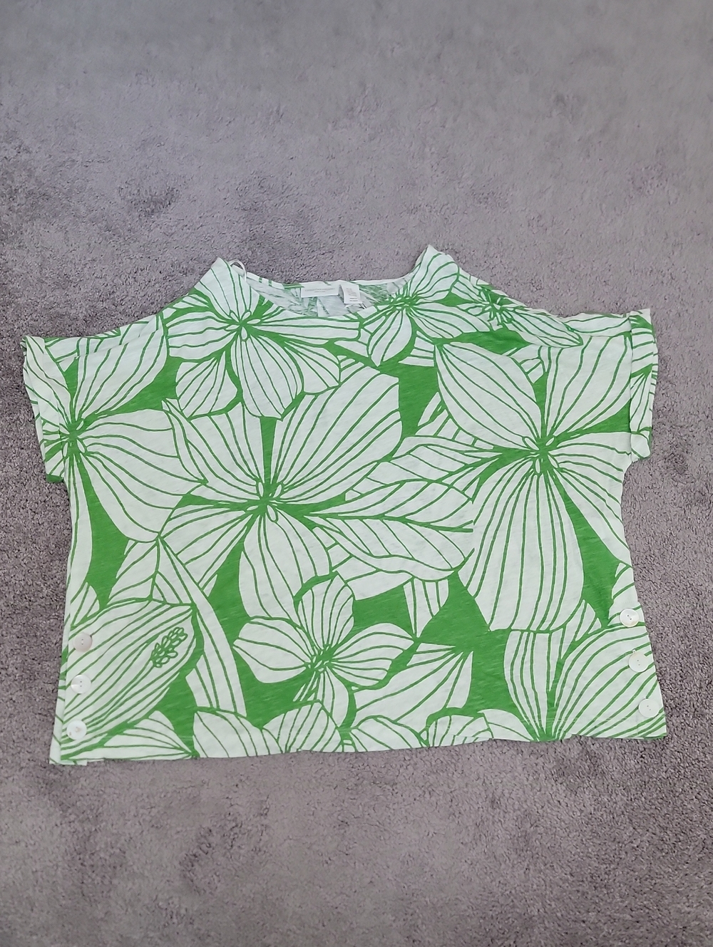 Christian Siriano Floral Blouse in Green & White Size 2x